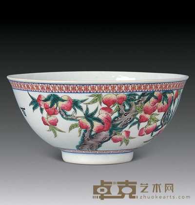 民国 粉彩桃碗 直径14cm